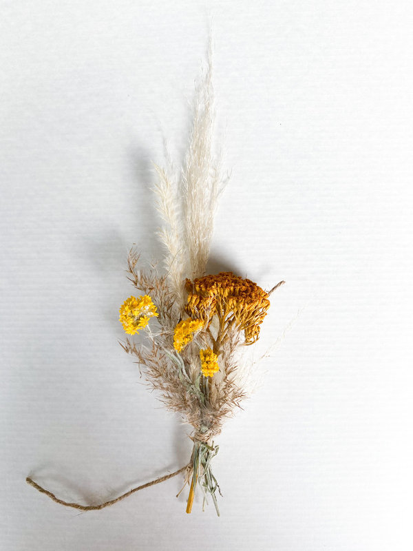 MINI Trockenblumensträuße / nature & yellow / 3 Stück