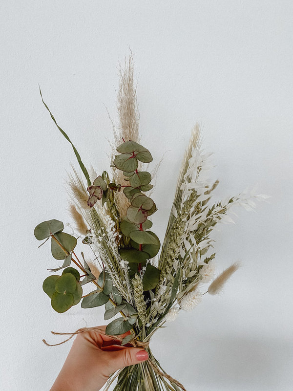GREENERY / WHITE Trockenblumen Strauß small